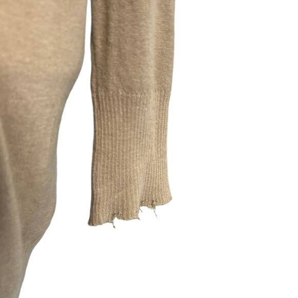 Prive 45 Cashmere? V Neck Sweater Large Tan Thrashed Designer Luxury Grunge Cozy - Picture 10 of 16